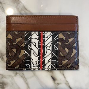 Authentic Burberry Monogram Stripe E-canvas Card Case